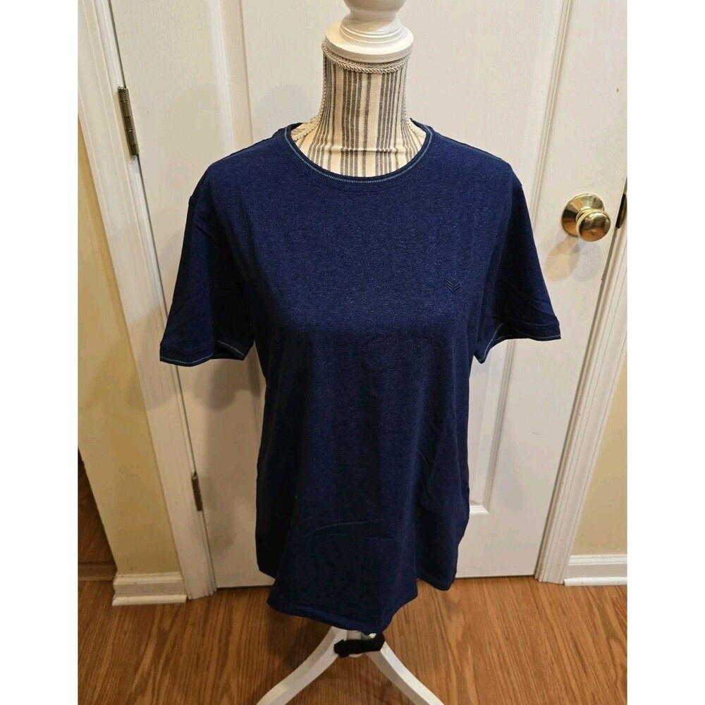Buttercloth Shirt Mens Blue Crewneck Cotton Logo Tee Short Sleeve Athletic Mediu